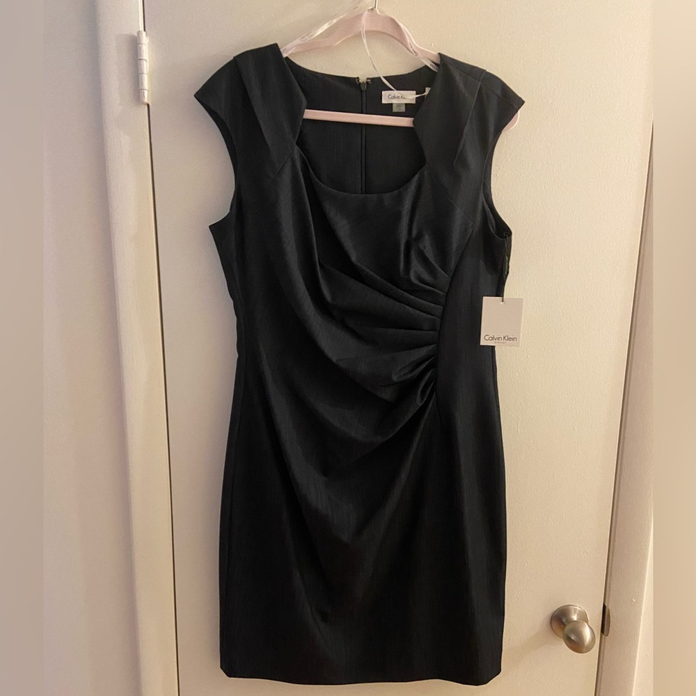 Calvin Klein Black Sheath Mini Dress Cowl Neck Sleeveless